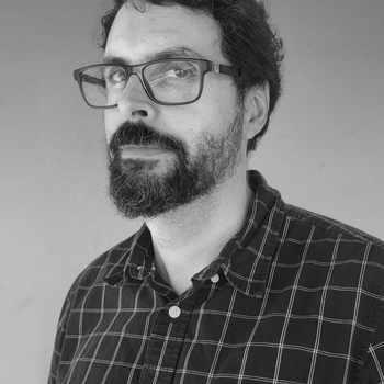 A portrait of visual artist, Roland Becerra.