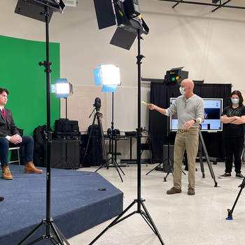 Live broadcast behind-the-scenes of Global Live Idaho in CWI's media lab