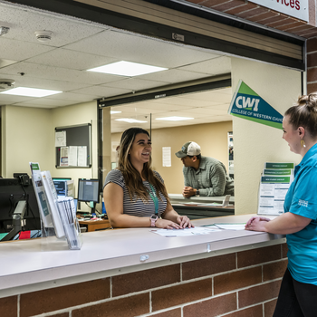 Student at a One Stop window