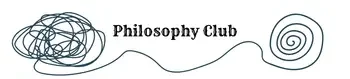Philosophy Club banner with a crazy line turning into a swirl under the text