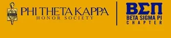 Phi Theta Kappa and Beta Sigma Pi Chapter logos on gold background