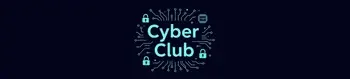 A lock with the words Cyber Club to the right of it, and a motherboard looking background in green.