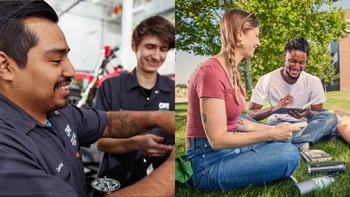 Students working with other students