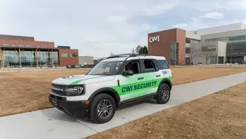 CWI Security vehicle outside Nampa Campus buildings