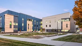 Exterior view of Nampa Campus Health & Science Building at dusk