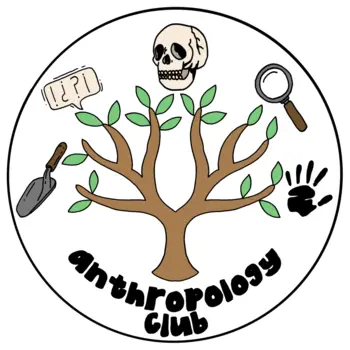 Tree with anthropology symbols and text stating Anthropology Club