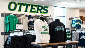 Interior view of the College of Western Idaho Bookstore and clothing available.