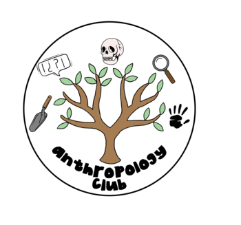 Tree with anthropology symbols and text stating Anthropology Club