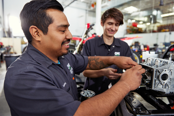 Powersports students in lab