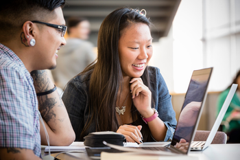 Students working on laptops