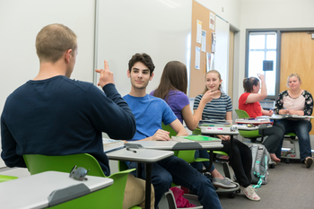 Students in a sign language class
