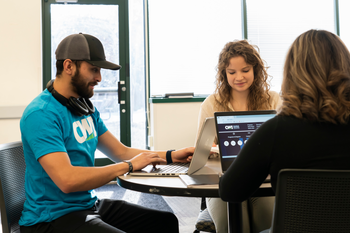 Students working on laptops