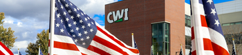 Veteran's Day flag display in front of the CWI Nampa Campus Academic Building