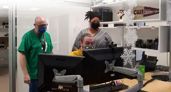 One Stop Representatives, Ryan Donicht, Jessa Walker, and Rowdy Fisher, keeping campus operations going.