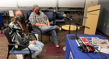 Speech and Debate team member, Flora Koenig, left, with CWI's Director of Forensics, Luke Yeates