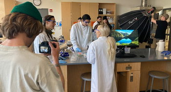 Students at Biology lab taking pictures