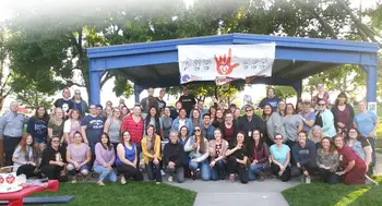 Group gathered for Deaf Awareness Week potluck