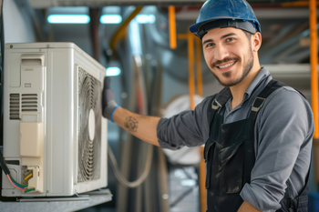 Technician working on air conditioning