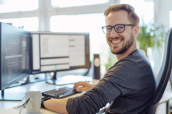 Student working at computer