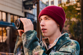 Student taking pictures.