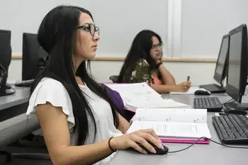 Students working in a computer lab