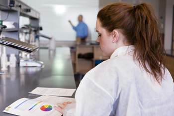 Science student studying in lab