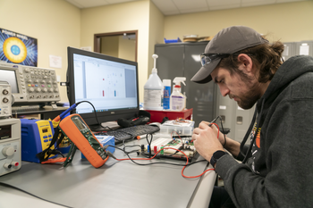 Student working in a lab