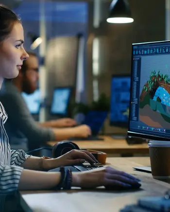 Student working at computer