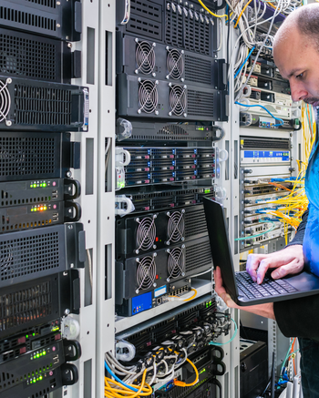 Network and System Administrator working on servers