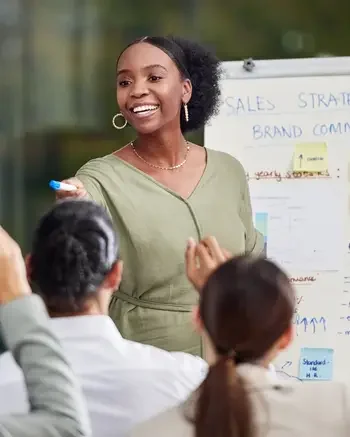Instructor leading marketing presentation