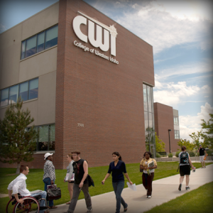 Students walking in front of CWI building