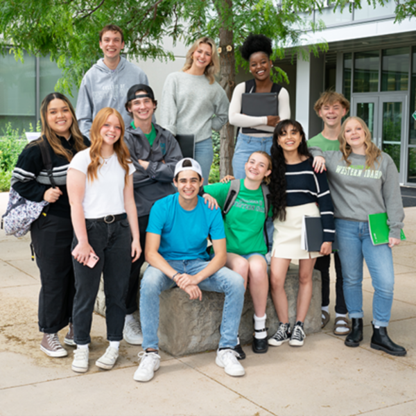Group of students outside a campus building
