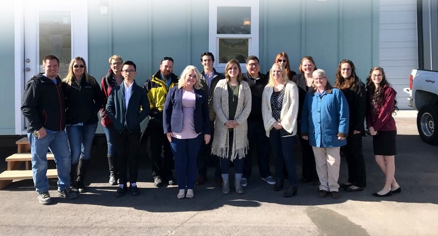 College of Western Idaho Marketing Management students and instructor, Kimberly Burns, touring Tiny Idahomes