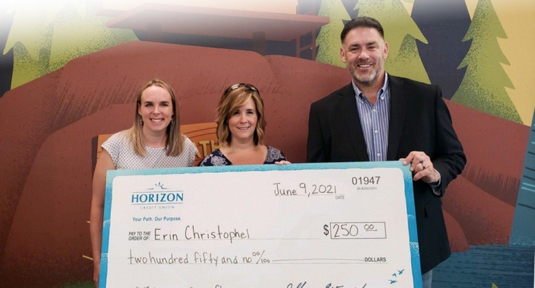 Erin Christophel, recipient of Horizon Credit Union's Outstanding Business Student award. 