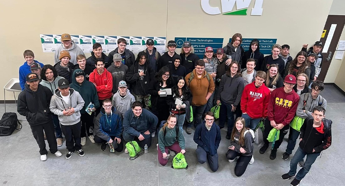 Nampa CTE students posing for a picture at Micron Center