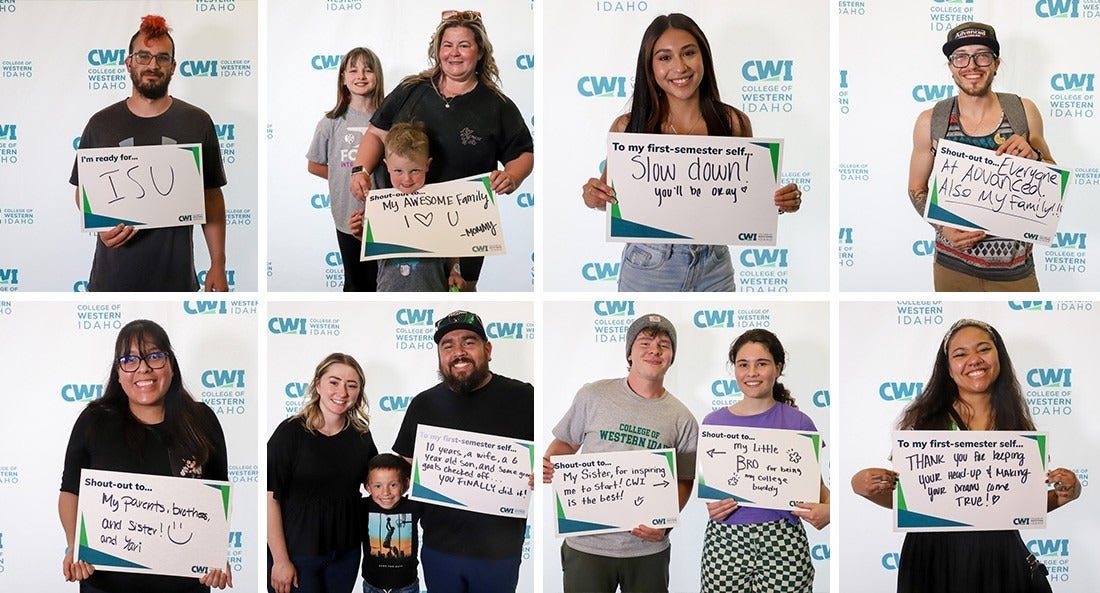 Students holding up signs about their time at CWI