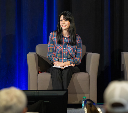 Kaylene Cecil sits at a chair