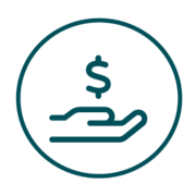 Hand with dollar sign icon