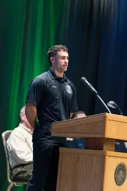 Christian Tiner addressing the audience